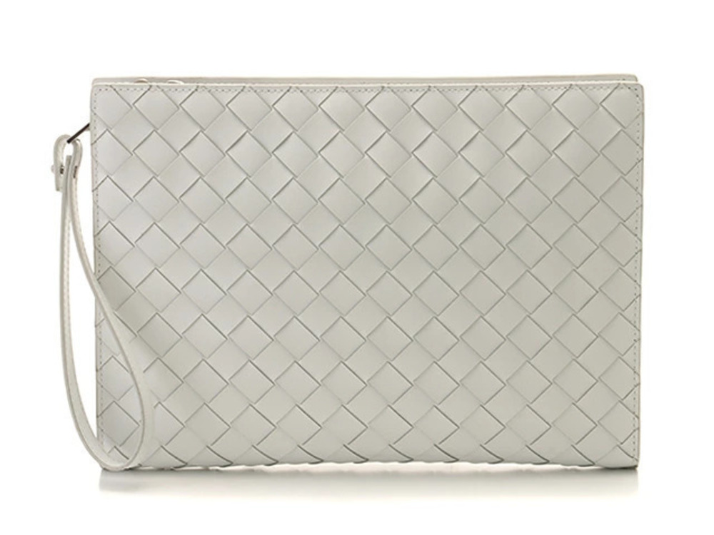 BOTTEGA VENETA Clutch Bag Intrecciato Leather White